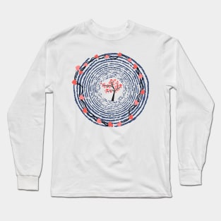 Hearts, spiral with tree Long Sleeve T-Shirt